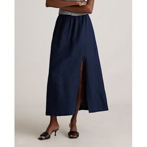 Quince Women 100% European Linen Maxi Skirt Deep Navy M